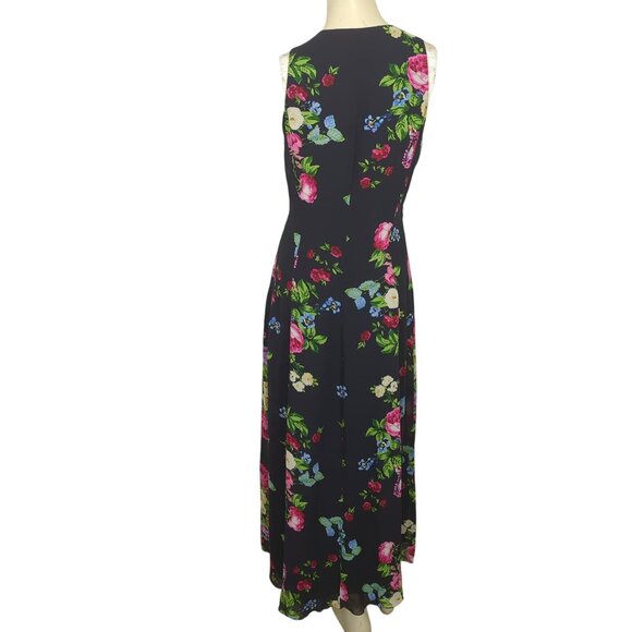 Rickie Freeman for Teri Jon Vintage Silk Dress Sleeveless Floral Colorful Maxi 4 - Picture 3 of 13